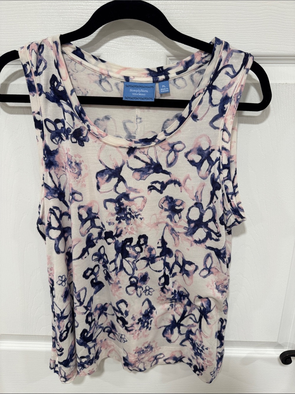 Simply Vera Vera Wang Pink & Navy Floral Scoop Neck Tank